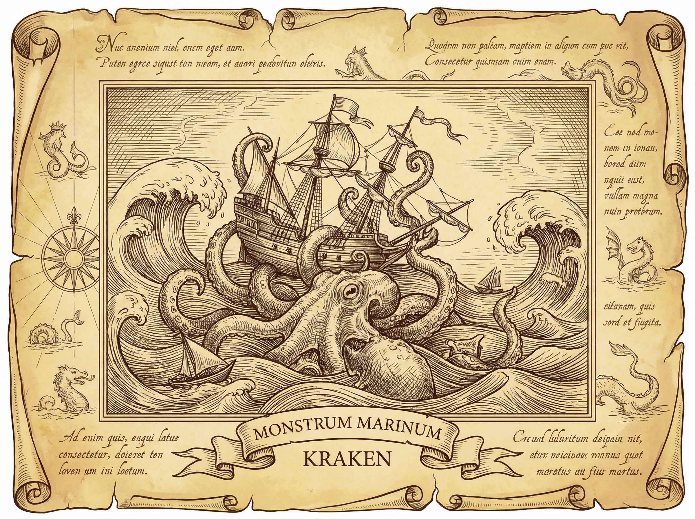 征途国际 - 中世纪地图中的北海巨妖克拉肯插图